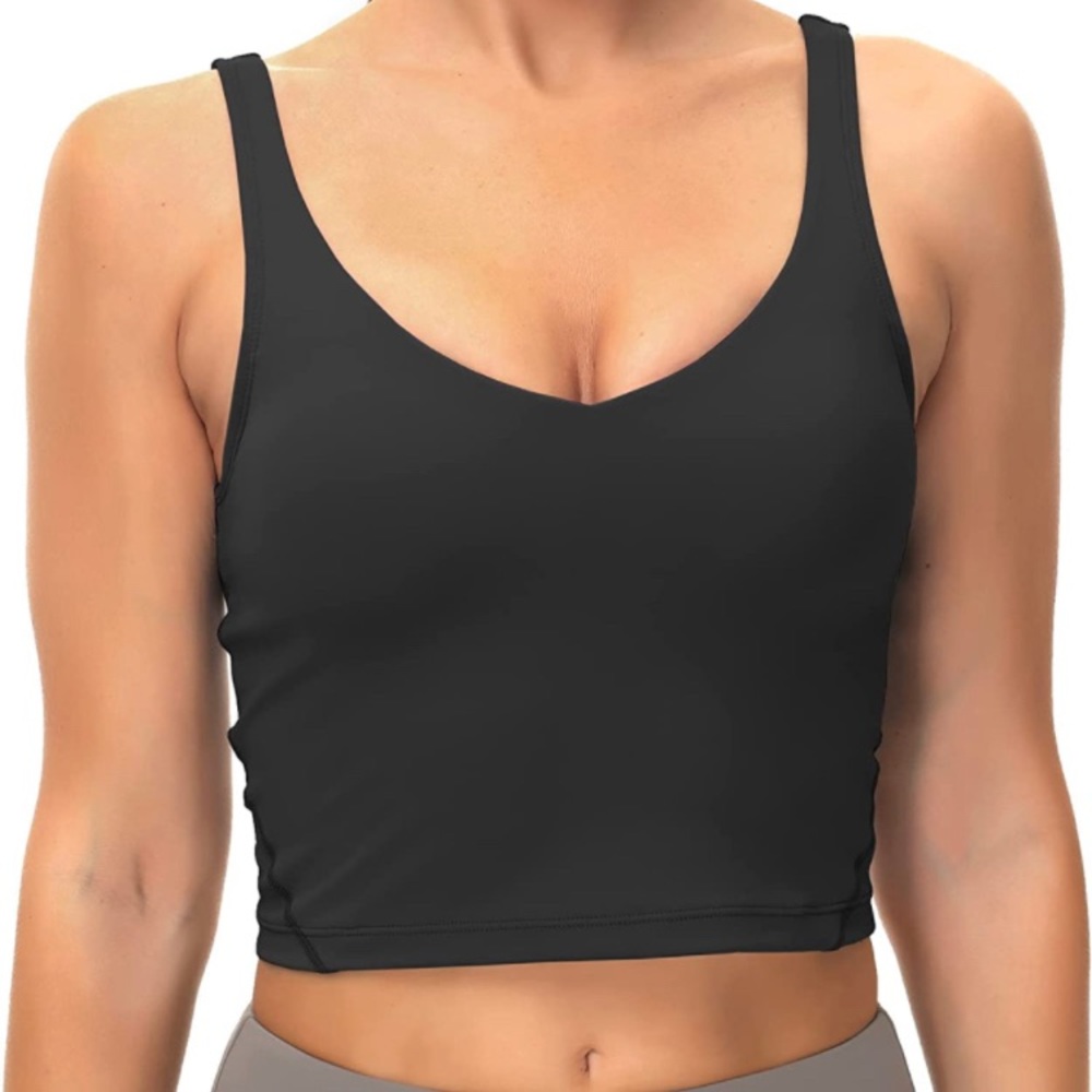 Black Longline Sports Bra Tank Top with padding - Small